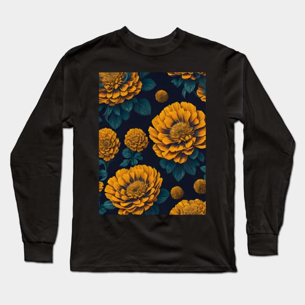 Dark Marigold Fantasy Long Sleeve T-Shirt by PatternToSuccess